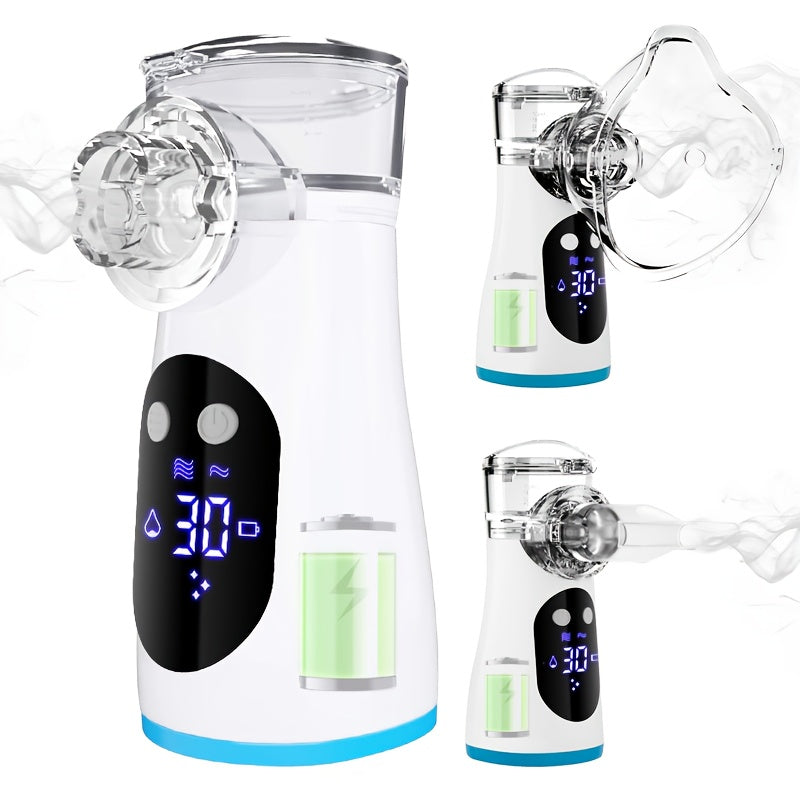 可充电LED显示屏携便式雾化器，带自动清洁手持雾化器-适用于家庭，旅行，COPD患者，支持实时雾量监测，兼容面罩/管路的雾化机