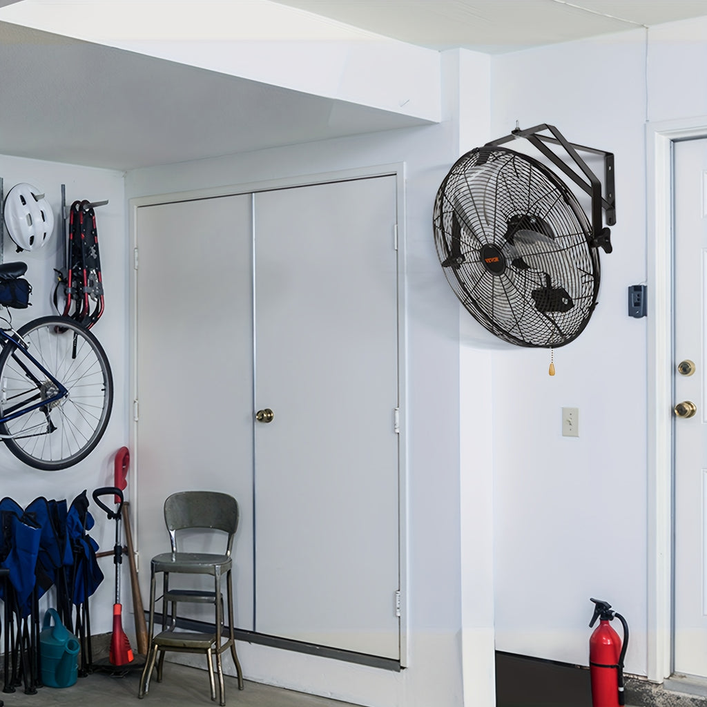18 Inch Industrial Wall Fan, 3 Speed High Velocity, Metal Construction, Waterproof / Non-Waterproof Optional, Black, ETL Certified, Ideal for Warehouse, Greenhouse, Workshop, Courtyard & Industrial Ventilation | Multi-Mount Design | Metal Wall Fan
