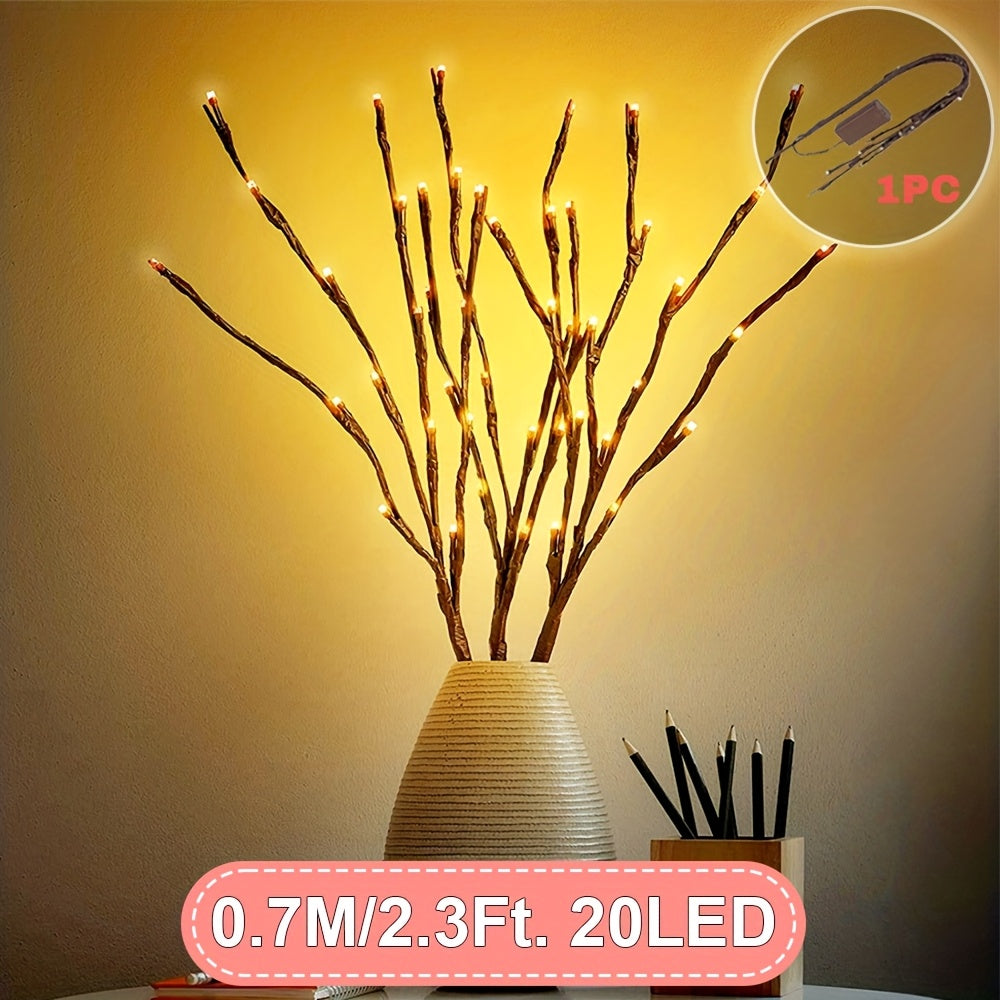 1件树枝灯带，20LED，树枝仙女灯，电池供电，4 种灯光选择（暖光、彩光、紫光、橙光），适用于室内装饰、家居、卧室、墙面装饰、桌面装饰、派对、生日、婚礼、礼物、完美的万圣节、圣诞节装饰