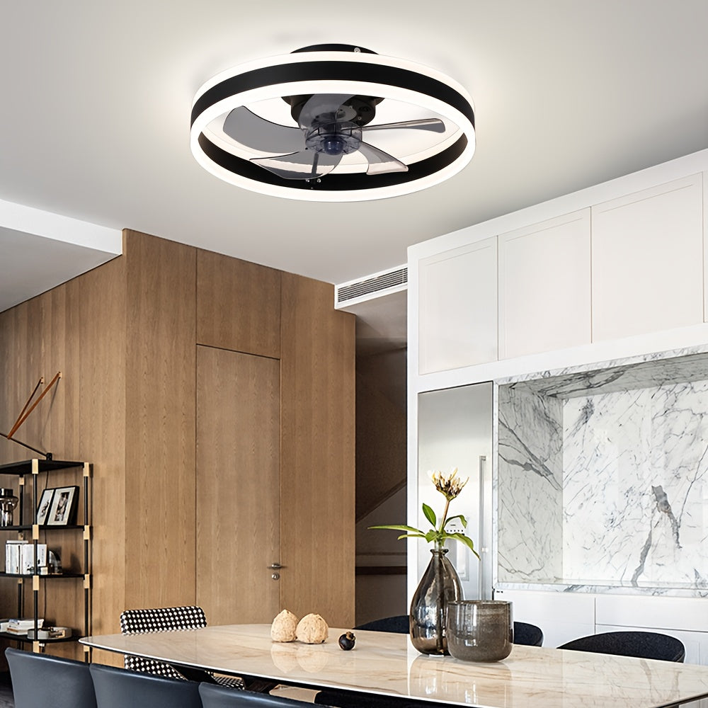 Ceiling Fan with Light, 6 Speed Levels & 3 Color Dimmable LED, Remote & APP Dual Control, Reversible Wind Direction, Ultra-Thin Flush Mount Ceiling Fan, Ideal for Home Decoration, Living Room, Bedroom