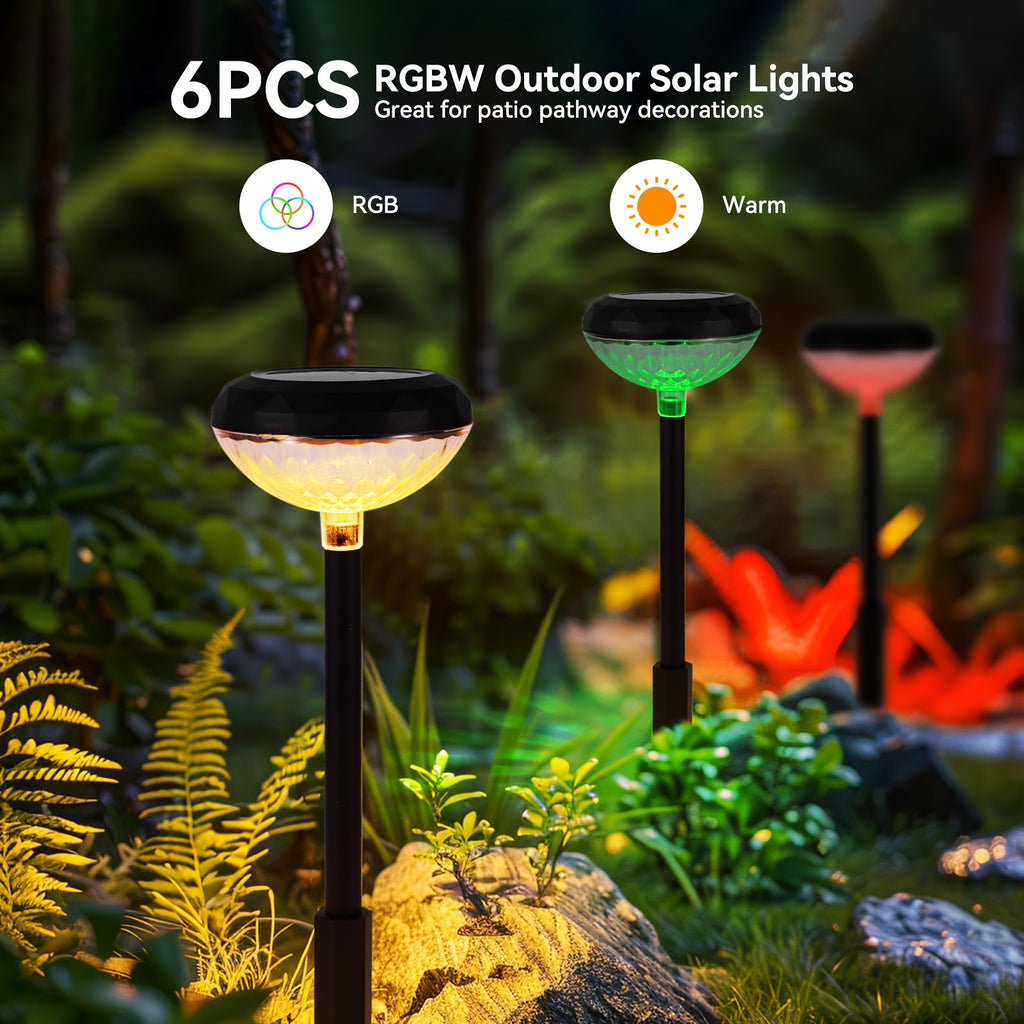 6 Pack Solar Light & Shadow Path Light, IP44 Waterproof Outdoor Lawn Light, Color Gradient LED Light, Perfect for Pathway, Villa, Courtyard, Garden Landscape Decoration, Holiday Party Atmosphere Decor