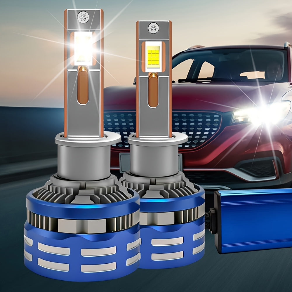 2Pcs 59500 Lumens High Brightness H7/H18-QP006 9005/HB3 9006/HB4 H1 H4 LED Bulbs, 300W Power, Super Bright 6500K White Light, High/Low Beam CSP LED Headlights, Long-Lasting Durability, Aluminum Construction