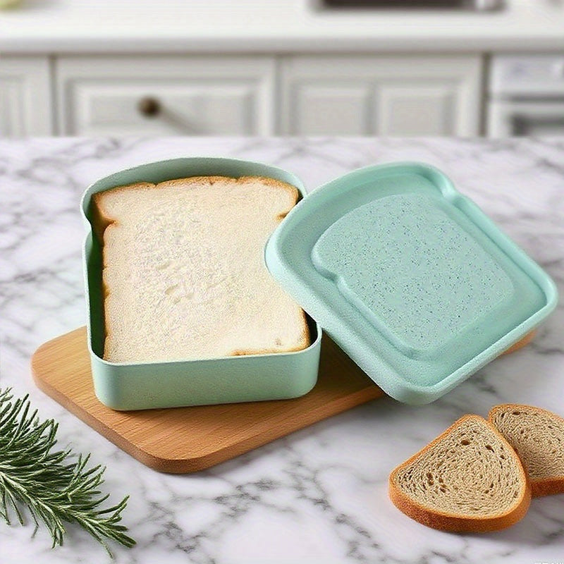 1Pc Toast Sandwich Lunch Box, Plastic Material, Toast Shaped Design, Sealed with Lid, Microwave & Dishwasher Safe, Multiple Colors Available, Food Storage Fresh Keeping Container for Home Office Kitchen Outdoor Camping