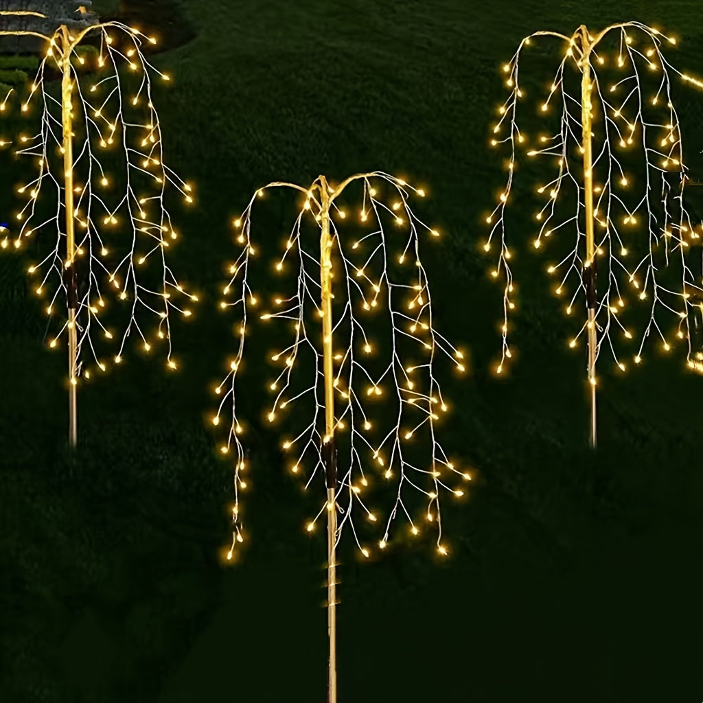 Solar Fireworks Courtyard Light - Copper-Plated Wire String Light with Nickel Battery, Semi-Flush Mount Installation Suitable for Paths, Lawns and Outdoor Picnics, Holiday Atmosphere Lighting | Decorative Stake | Easy-to-Clean Material