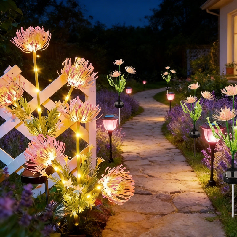 [3-Head Lycoris] IP65 LED Lycoris Flower Shaped Solar Light, Garden Ambient Light, Landscape Decorative Lighting, Perfect for Decorating Courtyards, Lawns, Pathways, Parks, Spring, Easter, Mother‘s Day, Weddings, Birthdays