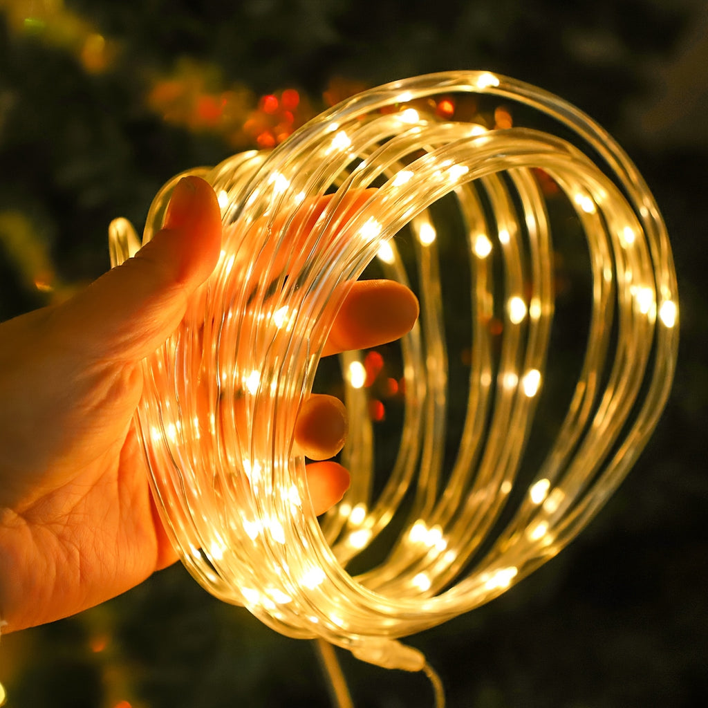 Solar LED string light, 50/100/200/300 Christmas fairy colorful tube lights, suitable for patios, gazebos, trampolines, pathways, swimming pools, garden decoration, Christmas parties, Halloween party decorations, Easter decorations