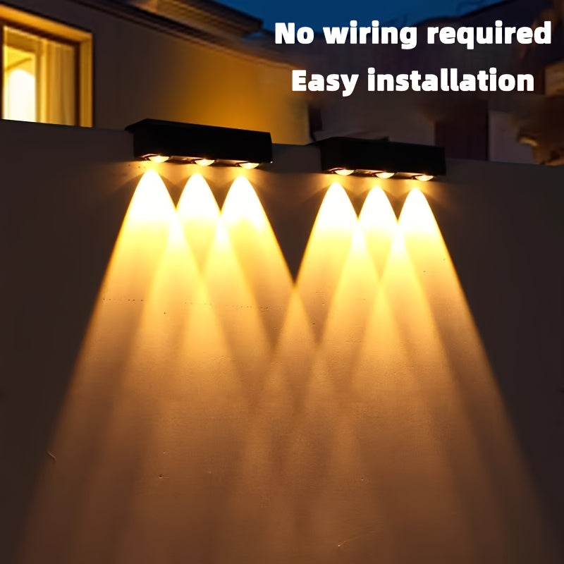 Outdoor Wall Light Solar Charging Landscape Light Wall Washer Light Villa Garden Community Wall Hanging Lamp Decorative Beautiful Light, Suitable for Villa, Courtyard Wall, White Light and Warm Light Freely Adjustable
