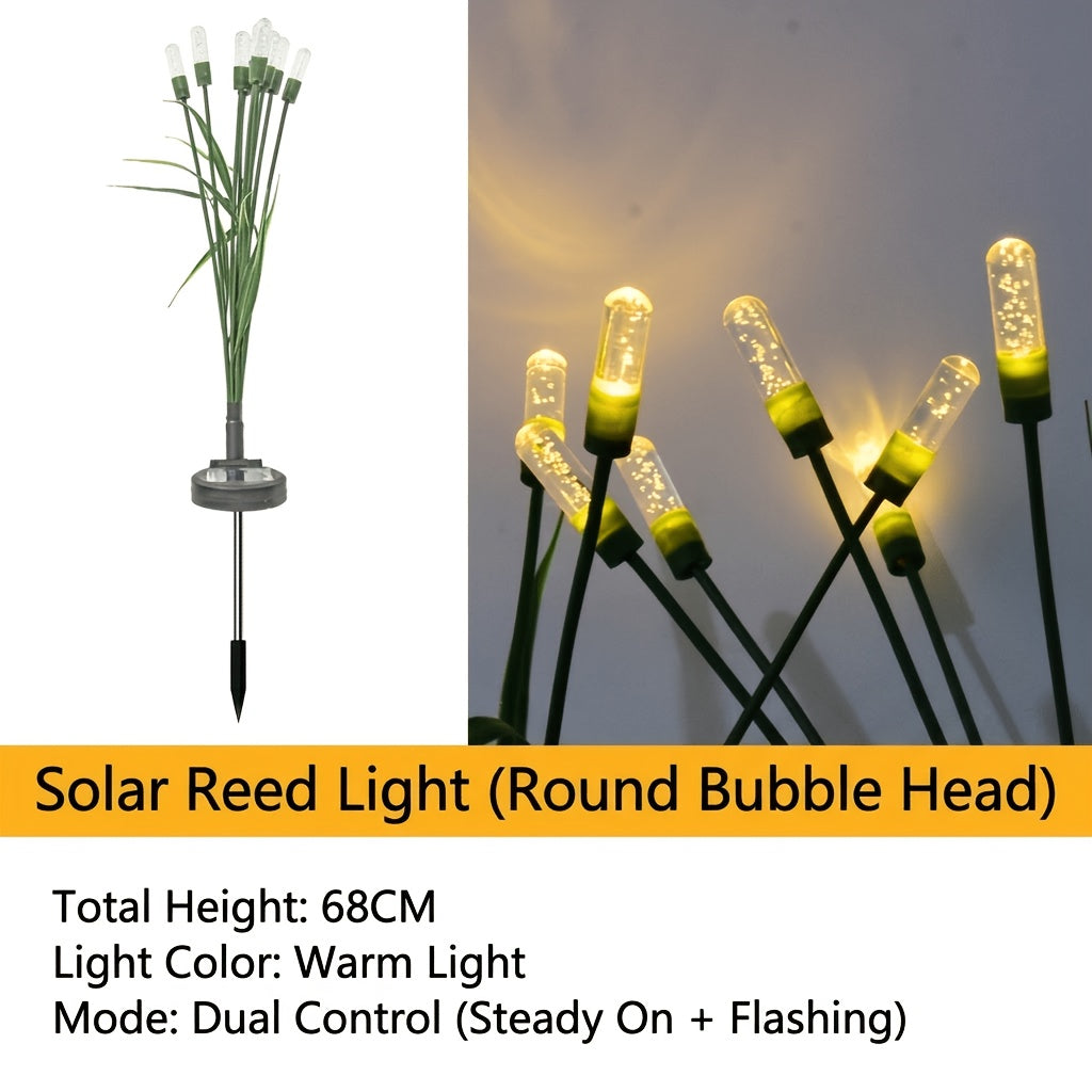 1 Pack Solar Reed Light LED, Energy Saving Outdoor Garden Lighting, Semi-Flush Mount Acrylic Bubble Light with Light Sensor, Dual Lighting Modes, No Remote Control, Installation Hardware Included