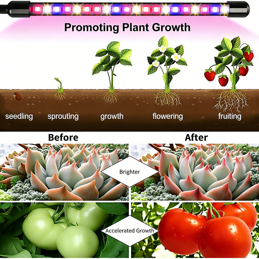 2 tubes, plant grow light, indoor plant lighting lamp, LED full spectrum