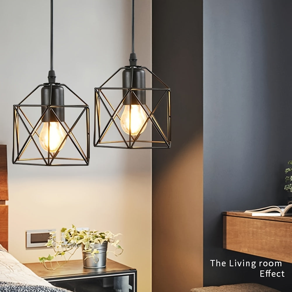 3 pendant lights, dining room farmhouse kitchen island high adjustable lighting fixture pendant light, dining room bedroom hallway industrial pendant light, black metal cage pendant light