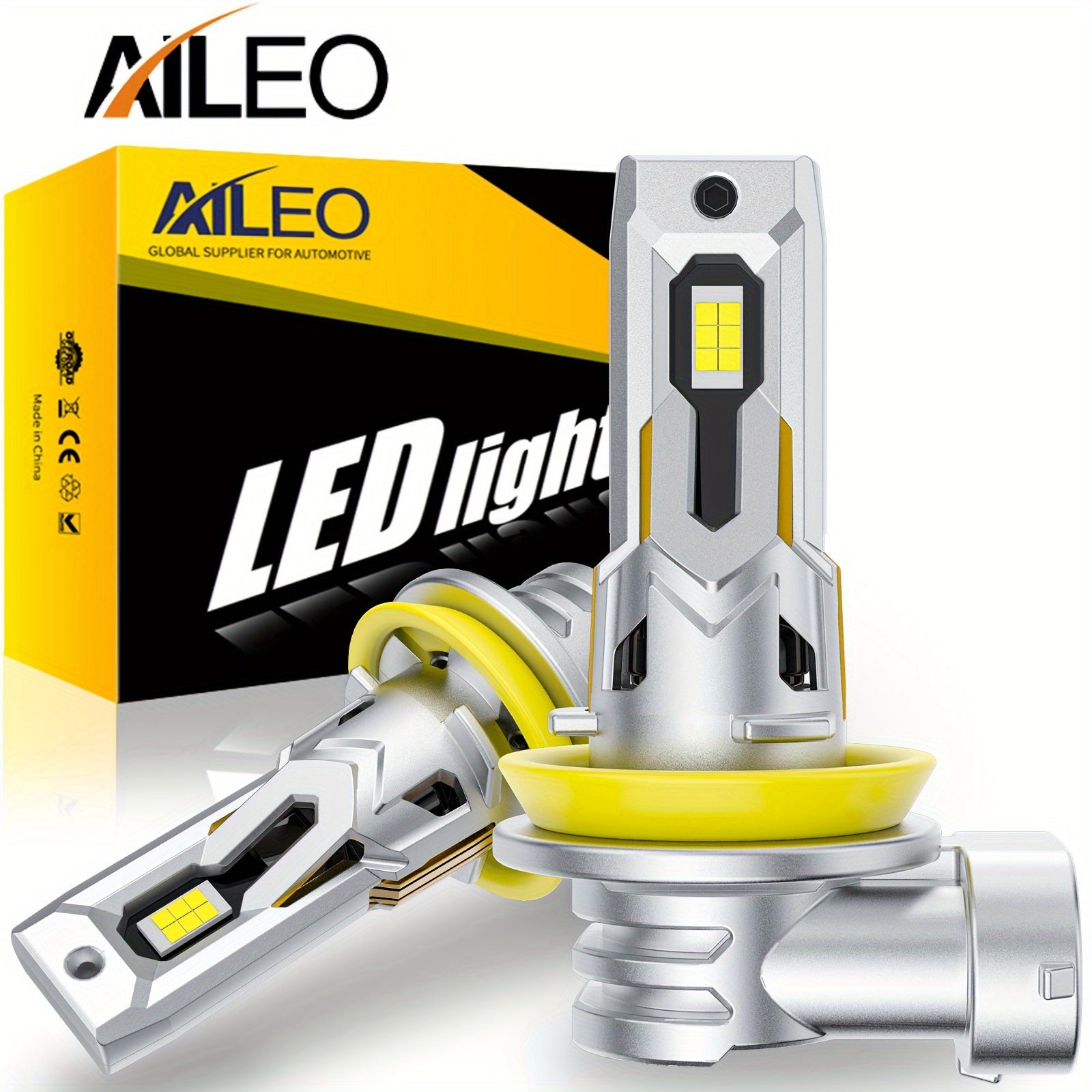 AILEO 2-Pack H11 LED Headlight Bulbs - 110W, 22000 Lumens Super Bright & Energy Efficient, Durable Aluminum Alloy Construction, Fits Most Cars