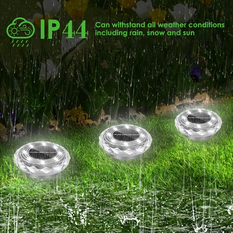 Solar Ground Light, Waterproof Outdoor Solar Light, Solar Garden Light Suitable for Courtyard, High Brightness Solar Disc Light, Recessed Landscape Lighting, Suitable for Patio, Path, Walkway, Driveway, White