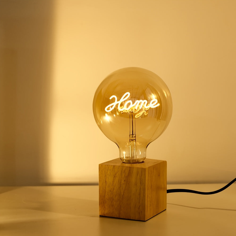 1-pack, globe bulb, vintage globe Edison bulb, HOME letter bulb, amber decorative bulb, G40 LED filament bulb, dimmable, 4W, 2300K warm light bulb, decorative bulb