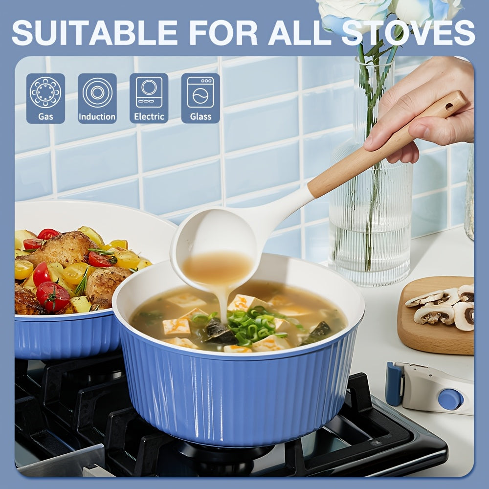 5PCS Non-stick Cookware Set, Detachable Handle Pot and Frying Pan Set, Induction Compatible Oven Safe Kitchen Cookware Set