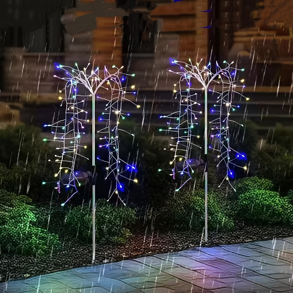Solar Fireworks Courtyard Light - Copper-Plated Wire String Light with Nickel Battery, Semi-Flush Mount Installation Suitable for Paths, Lawns and Outdoor Picnics, Holiday Atmosphere Lighting | Decorative Stake | Easy-to-Clean Material
