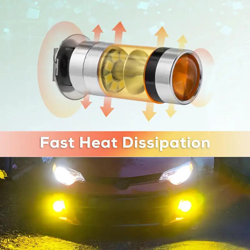 LED Headlight Fog Light Driving Light Bulb Set 4300K Yellow 100W, for Daytime Running Light Fog Light Bulb Replacement 2X H3 Super Bright, No Battery Included