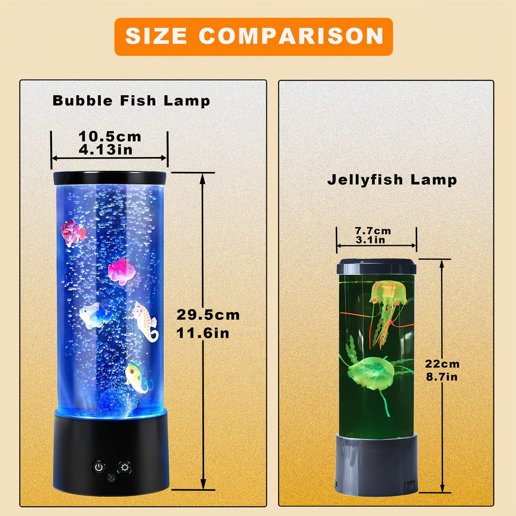 12-inch bubble fish lamp, bubble tube, jellyfish lamp, bedroom table lamp, 17 colors adjustable, multi-color changing aquarium light, with remote control, dual power supply, mood night light decoration