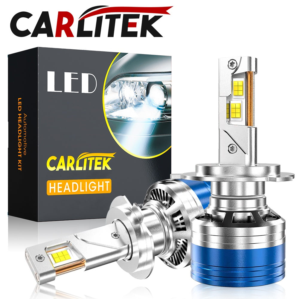 CARLITEK 2-Pack H1/H1/H7 LED Headlight Bulbs, 5570 CSP Chip, with Fan Cooling, 6000K Cool White Light, 12V, 10000 Lumens