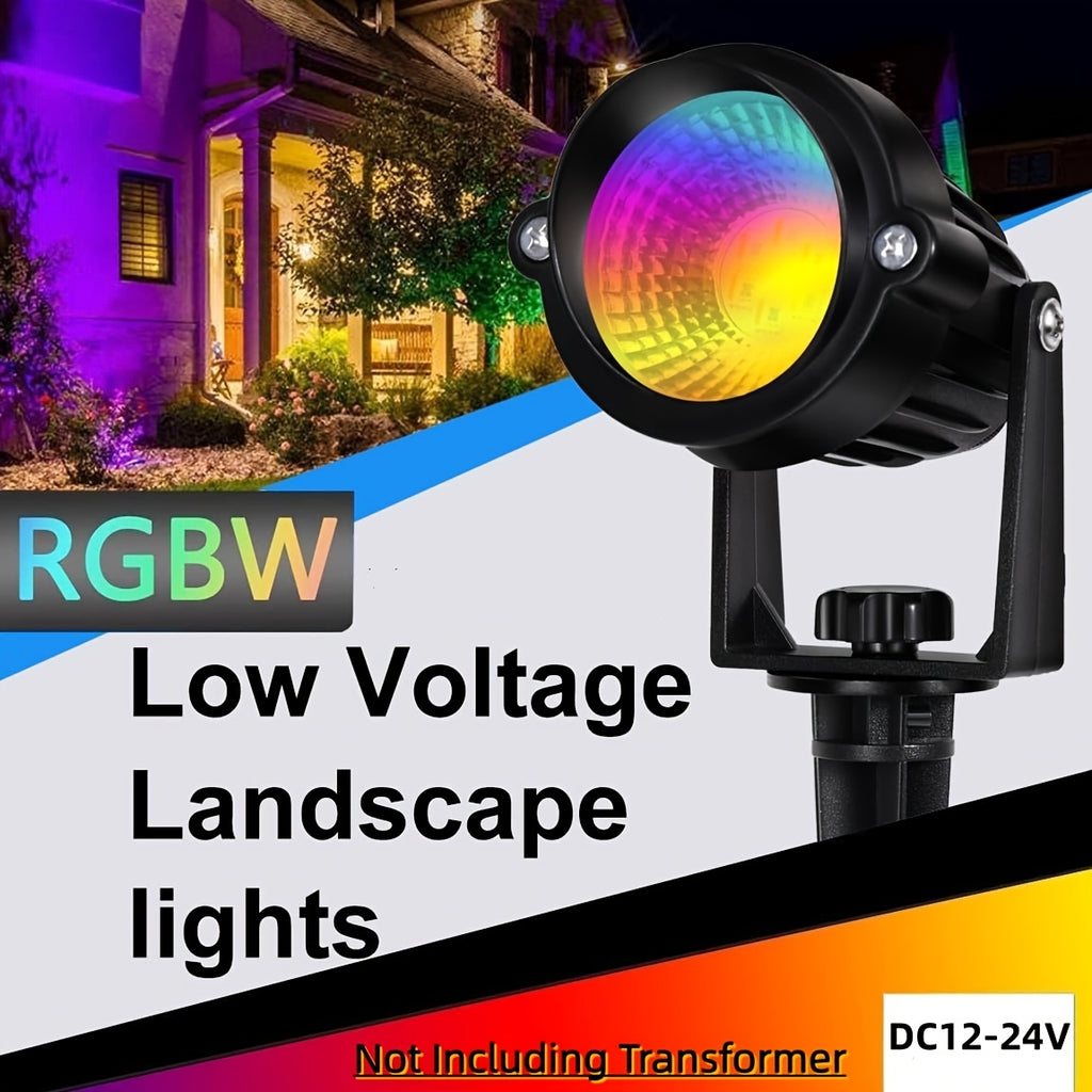 2/4/6/8/10-Piece Low Voltage Landscape Light, Warm + RGB, DC12V-24V, LED Color Changing Landscape Lighting, IP66 Outdoor Spotlight, Christmas Halloween Decorative Light, Suitable for Courtyard, Garden, Path