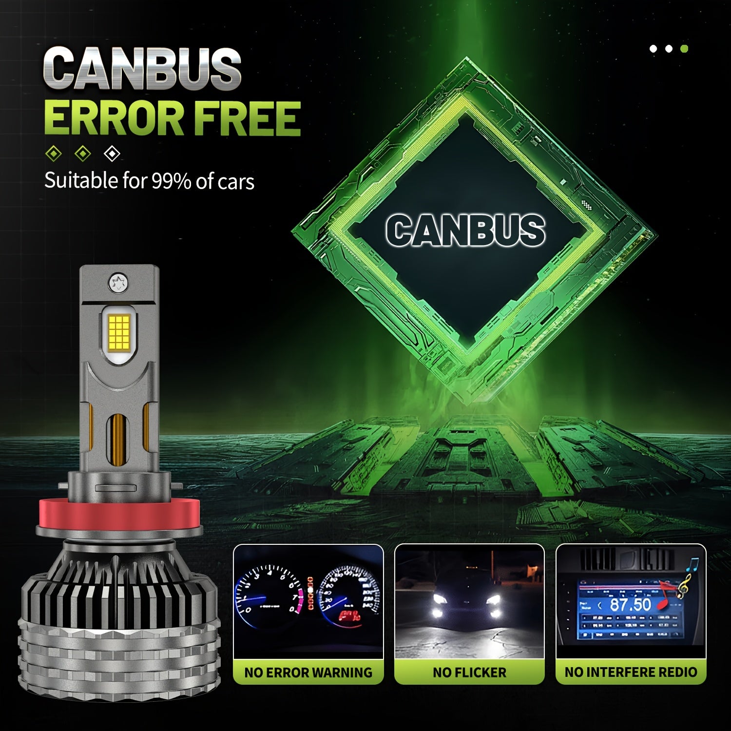 2-Pack H4 H7 LED Car Headlight Bulbs, Canbus Compatible, Including H11, H1, H3, HB3 9005, HB4 9006, 9012, Hir2 9007, and H13. Features 4 Copper Tubes, Emits 6000K White Light, for 12V Vehicles, No Battery Included