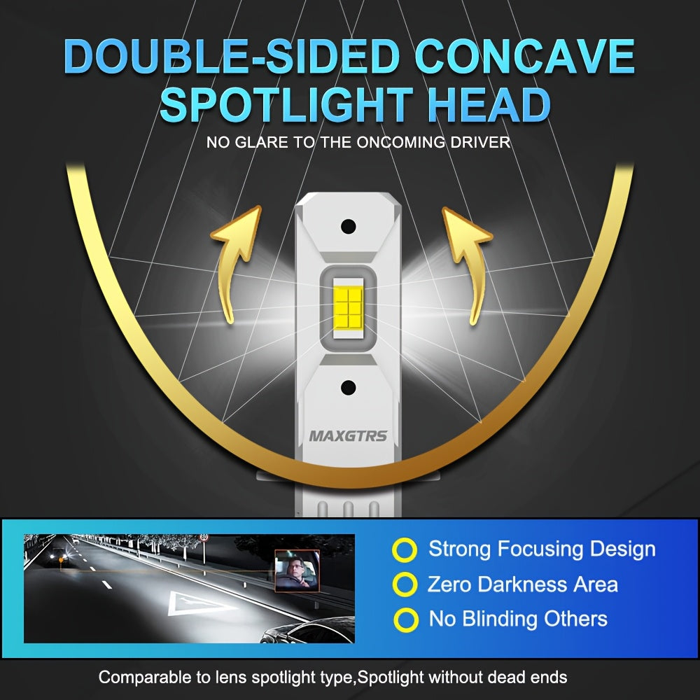 2-Pack H3 LED Bulbs Canbus Fanless High Beam 6500K White 3000K Yellow Car Truck Fog Light Driving Light DRL 12V/24V