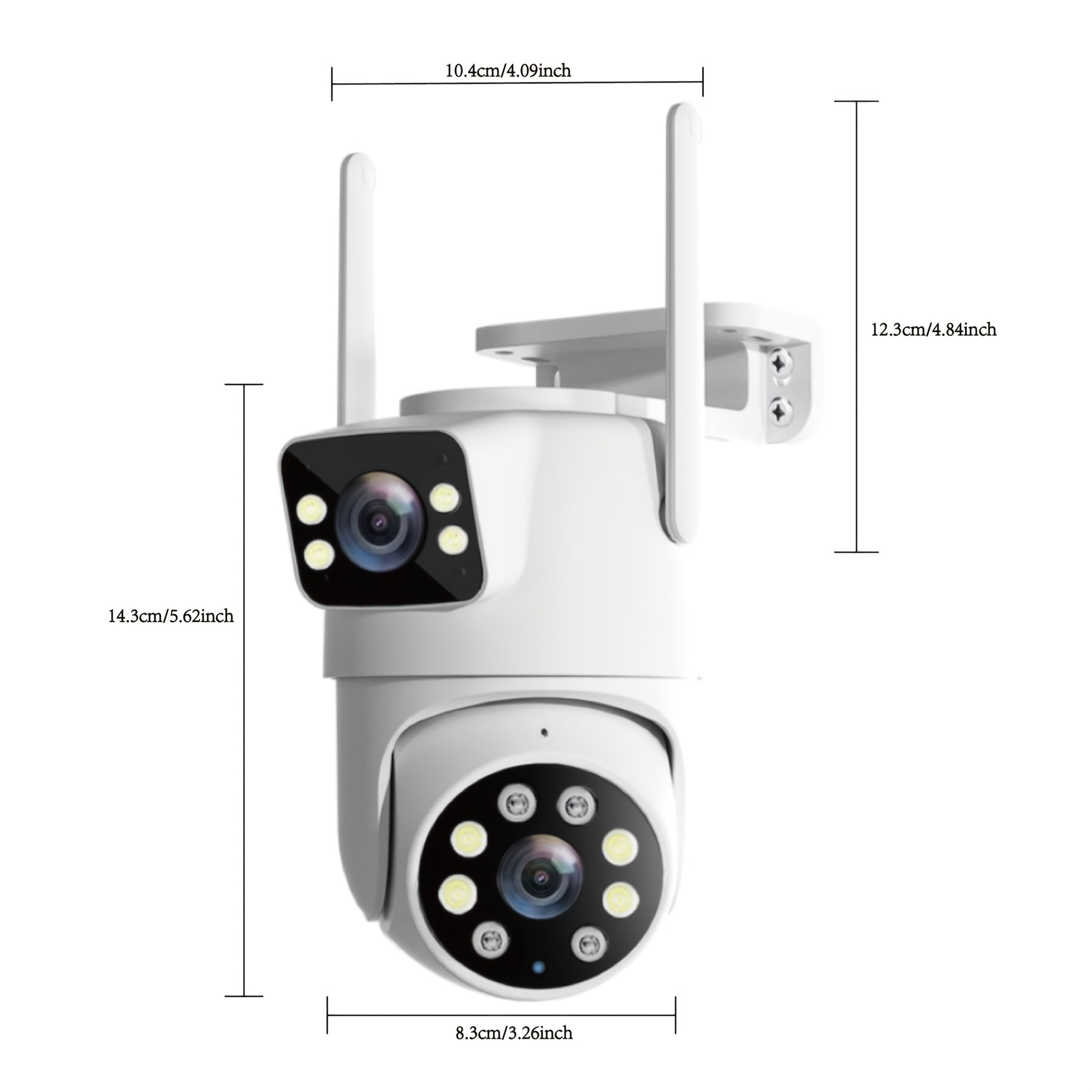 IP66 双镜头户外 WiFi 安防摄像头 2.4GHz 无线 IP 摄像机 AI 人形追踪 全彩夜视 双向语音 云台旋转 家庭监控