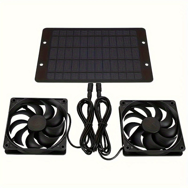 Rcl Solar Fan, Equipped with Two Solar Powered Fans, Designed for Ventilation and Air Circulation in Outdoor Places Such as RVs, Campsites, Pet Sheds, Windows, Chicken Coops, Greenhouses and Sheds