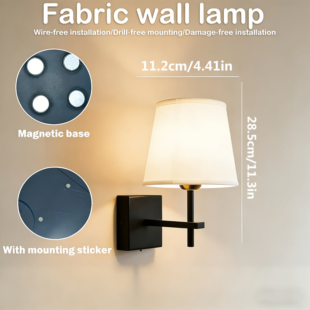 Wall-mounted battery-powered wall light, black rechargeable wall light, with 4000mAh dimmable bulb and remote control, adhesive wall light, 3 color temperatures optional, supports remote and touch control