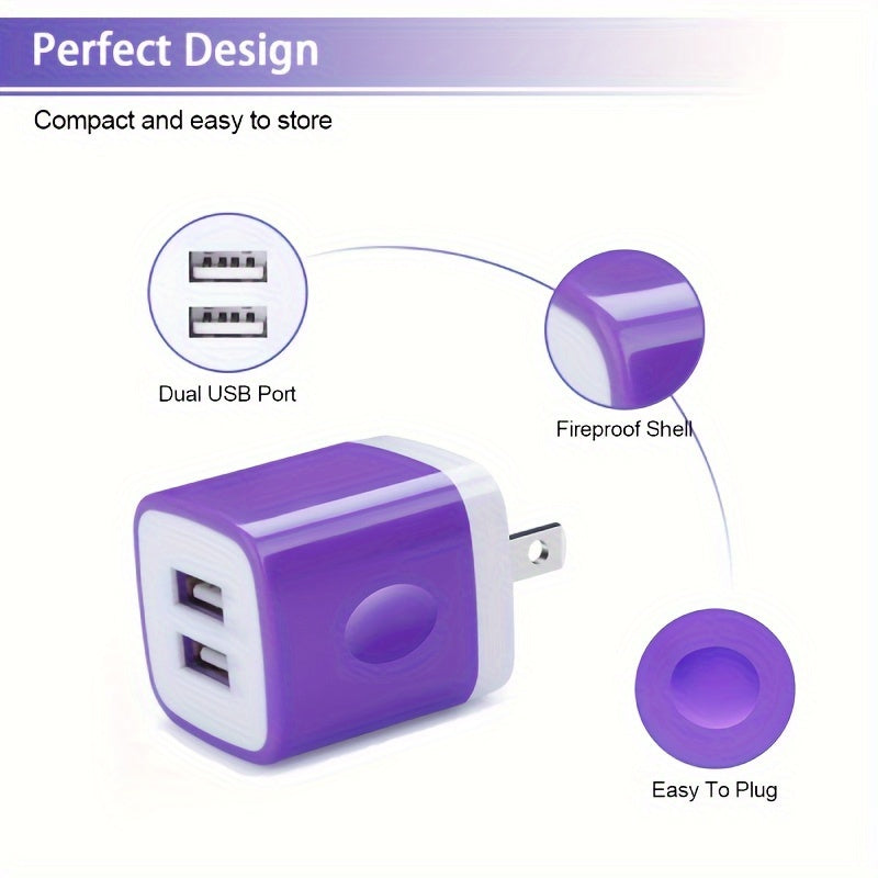 1pc USB Wall Charger, Charger Adapter, 2.1A/10W Dual Port Fast Charging Plug Box, Suitable for iPhone 15 14 13 12 11 Pro Max 10 SE X 8 7 Plus Samsung Power Block Fast Charging Box