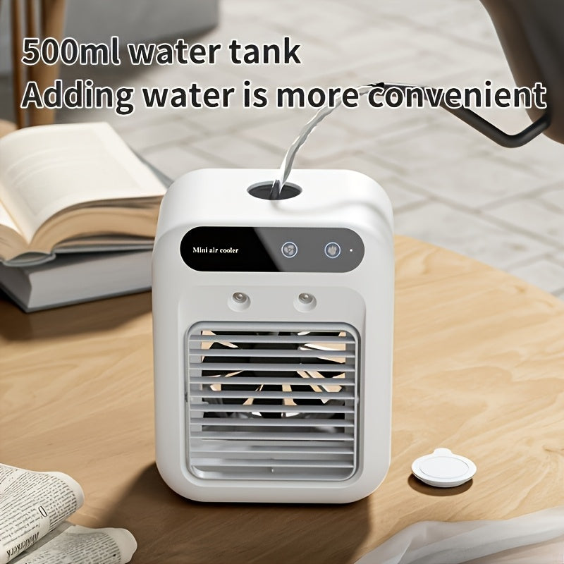 USB Rechargeable Mini Air Cooler Fan, Portable Desktop Cooling Device, Built-in Lithium Battery Wireless Design, USB Charging, Perfect for Home, Office and Dormitory