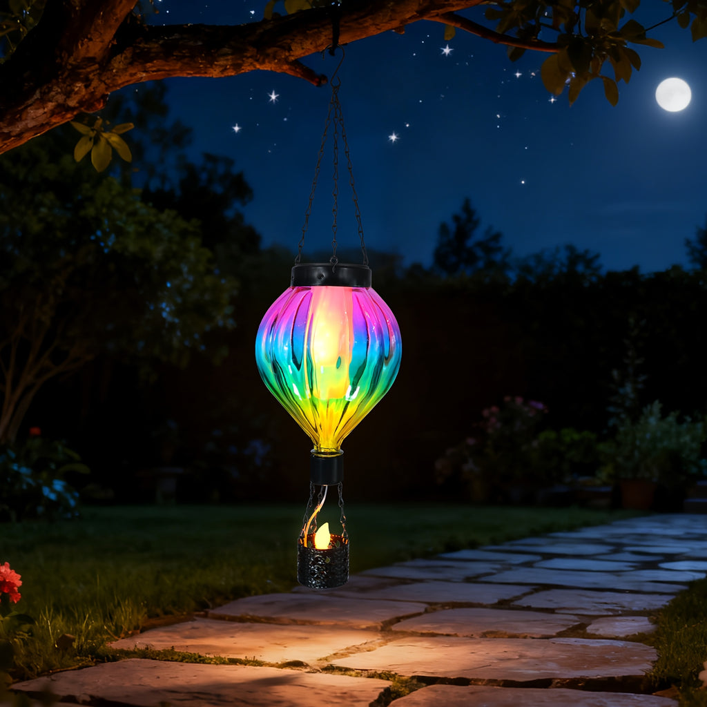 OTDECOR 1-Piece Gradient Color Solar Hot Air Balloon Outdoor Lantern, Hanging Light, IPX4 Colorful LED Hot Air Balloon Courtyard Hanging Decoration, Suitable for Courtyard, Garden, Porch, Ideal Gift to Enhance Outdoor Atmosphere.