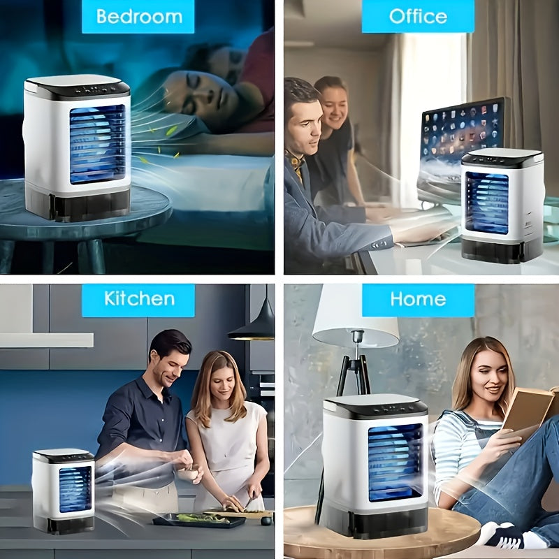 3 Seconds Instant Cooling! Mini Portable USB Cooling Fan Humidifier, Ultra Quiet 25Db, 30.43oz Water Tank, 6 Hours Timer, Ideal for Home Office Dorm, Perfect Holiday Gift