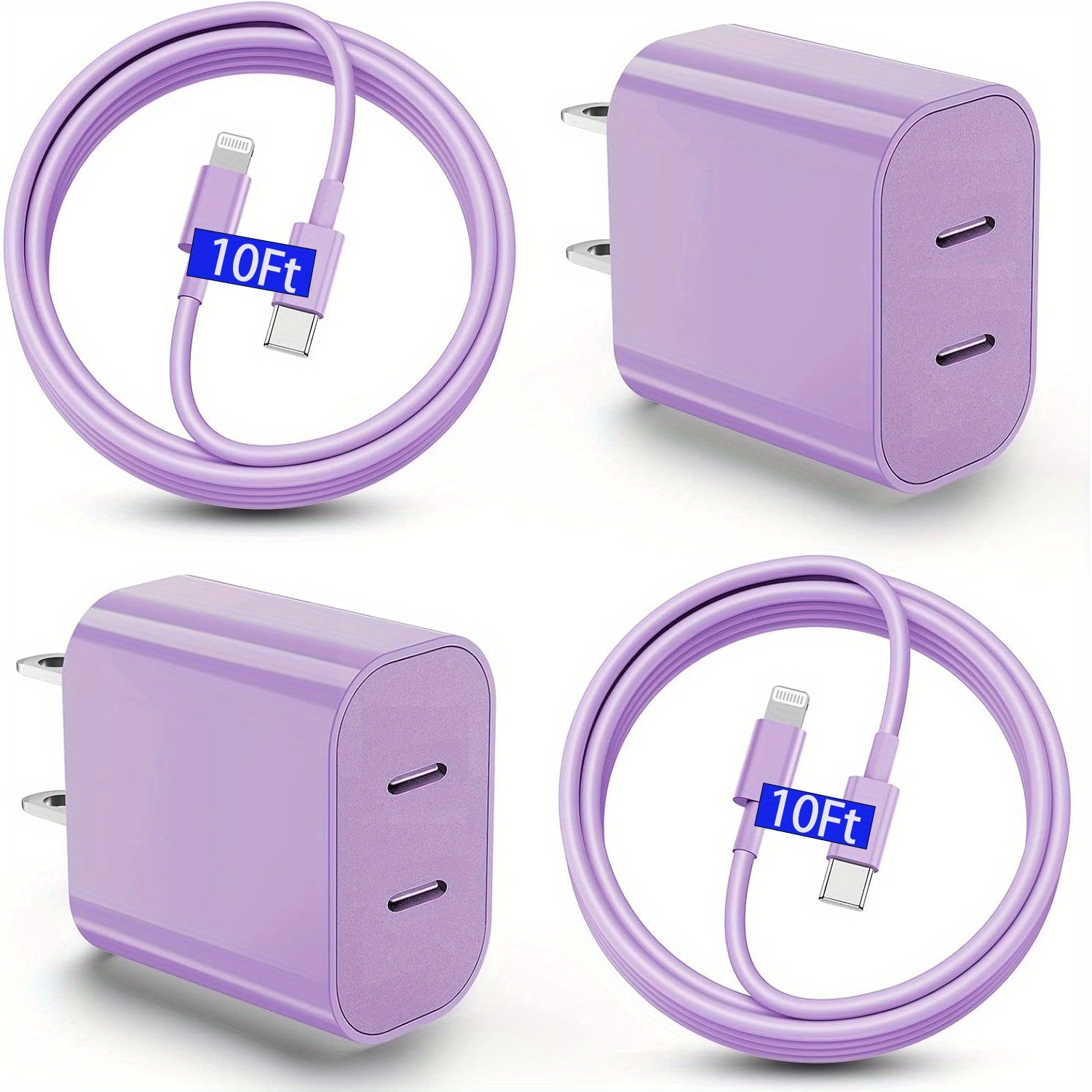 2Pack Color Quick Charger for iPhone Charger Fast Charging, 40W Dual USB C Wall Charger with 10ft Type C to Lightning Cord Fast Charging Cable for iPhone 13/ 14/ 12 Pro Max Plus/ 11, iPad, Fast Chargers for Multiple Devices, Cellphone Charger, Fast Charge