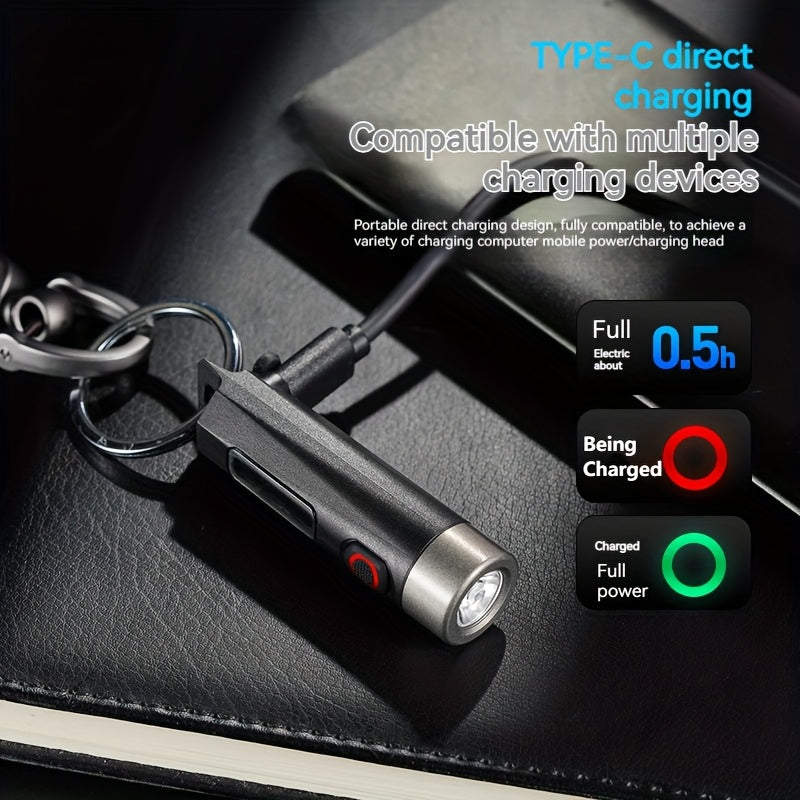 Philips Bright Mini Flashlight, Portable with Keychain Clip, UV Light Flashlight, Type-C Rechargeable, Essential for Night Commuting & Travel