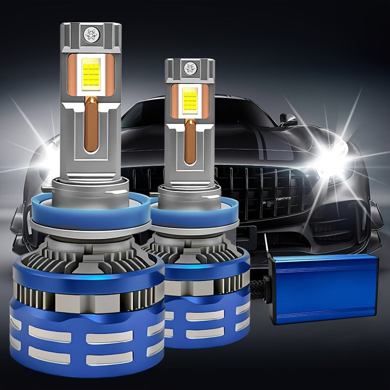 2-Pack H11 Car LED Headlights, H4 LED Headlights, 59400 Lumens, 6500K White Light, Compatible with H4/9003/HB2, 9005/HB3, 9006/HB4, 9012, H11/H9/H8/H7/H18, H1-QY024 Models, CSP Chip, Supports CAN Bus Error-Free Mode