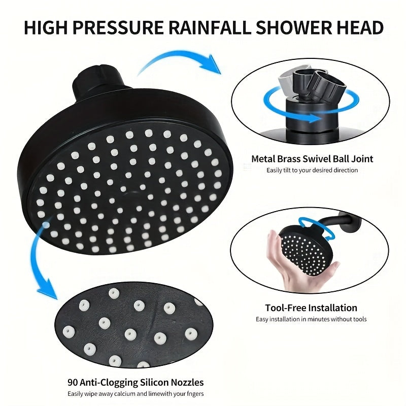 High Pressure Adjustable 360° Rotating Shower Head - G1/2" Connection, Silicone Nozzle Anti-Clog Easy-Clean, Easy Installation - Premium Quality