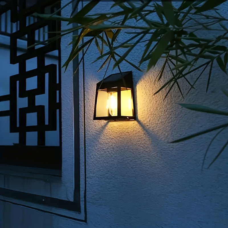2/4pcs Courtyard Solar Light, IP44 Waterproof Outdoor Wall Light, LED Filament Bulb, Garden Villa Night Light, Perfect for Deck, Fence, Porch, Garden Lighting