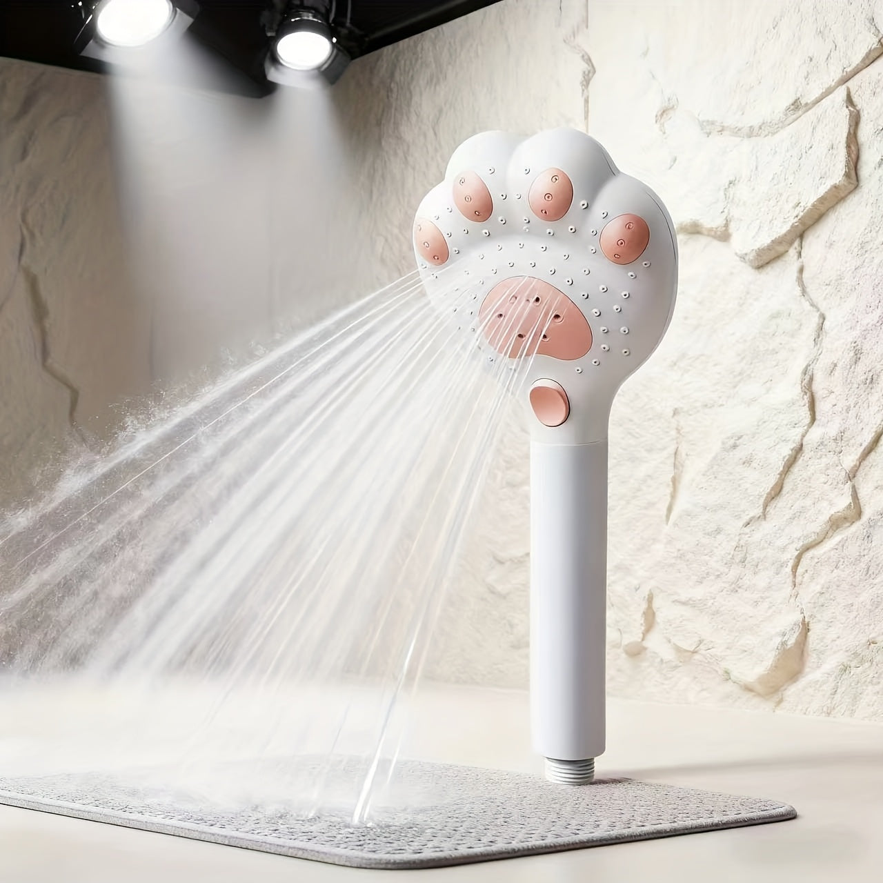 1 Adjustable Handheld Showerhead, Claw-Shaped Design, 3-Speed Massage, for Bathroom, Wall-Mounted & Hanging, Plastic Material, Shower Use Only