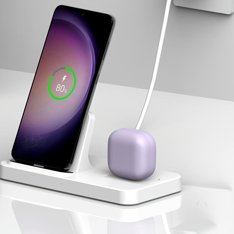 A Dual-Purpose Charging Dock for Smartphones And Earbuds Featuring a Type-C Connection, Designed As a Universal Desk Stand for Various for Samsung for Galaxy Models And Compatible with for Iphone 16/15