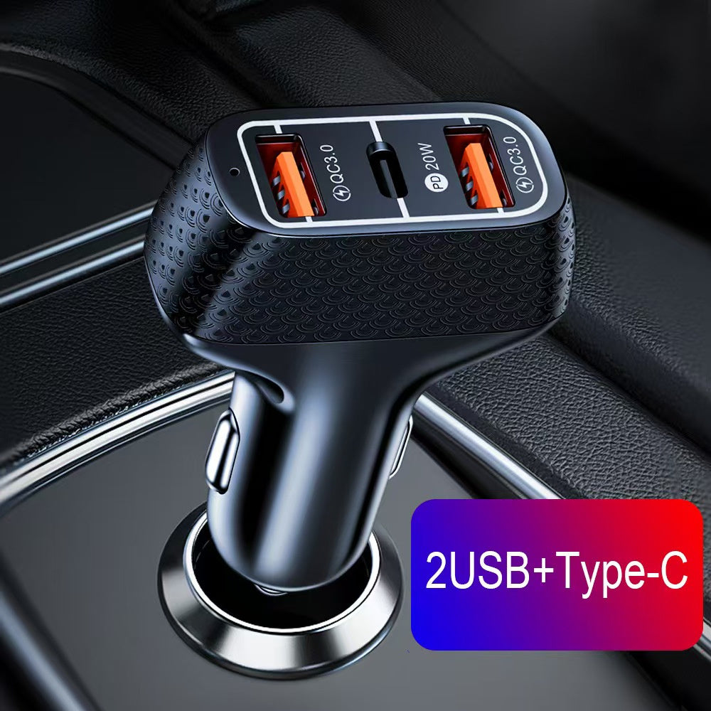 High-Speed 3-Port Car Charger with USB & Type-C Ports, Quick Charge 3.0 Compatible, 12V-24V Input, Female to Male Adapter for iPhone, Xiaomi, Samsung - Ideal for Smartphones & Tablets, Charger for Ca