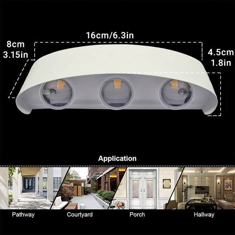 2 Pack LED Outdoor Wall Light Modern Aluminum Wall Lamp Up Down Light, Black Outdoor Fixture for Porch Garden Decoration (Warm/White Light)