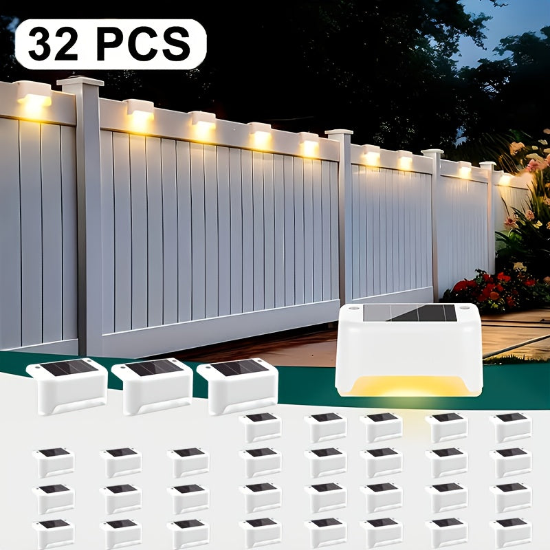 32/16/8/4 Pack Solar Outdoor Courtyard Light - Waterproof LED Warm White Landscape Lighting, Durable Matte Metal Finish, Auto On/Off Solar Light, Perfect for Stairs, Steps, Fences, Courtyards and Pathways, Sturdy Structure