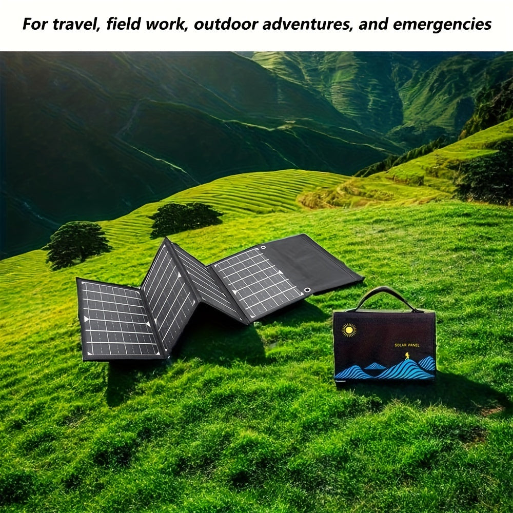 30W Portable Foldable Solar Charger Panel, Lightweight, USB Connector with Carabiners, Solar Powered Travel Charger for Mobile Phones - Outdoor Emergency Power Supply