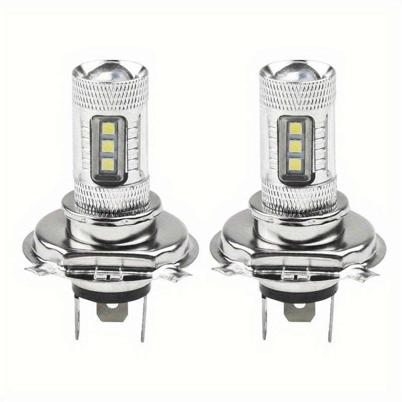 2-Pack H4 Super White LED Headlight Bulbs 6000-6500K 80W 12V-24V, Vehicle Lighting Upgrade, Stylish LED Design, Bright LED Light Output, No Battery Included