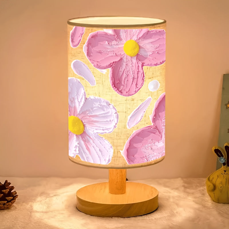 Dreamy floral background print ambiance bedroom table lamp with pink falling petals, suitable for living room and dining table lighting, indoor table lamp with lampshade, decorative lighting piece, perfect as a gift for Thanksgiving