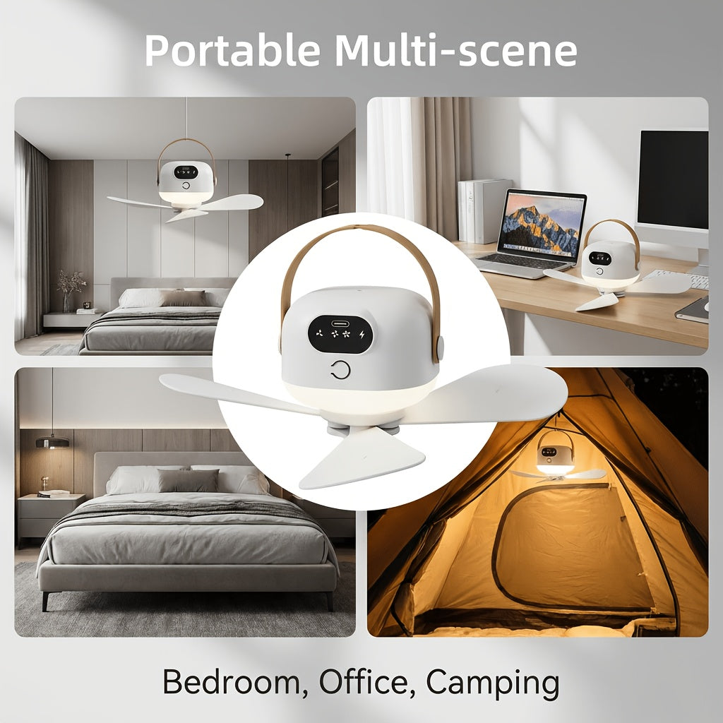 Smart Remote Control Ceiling Fan, Suitable for Dormitory, Camping, Outdoor, Type-C Charging, Built-in Battery
