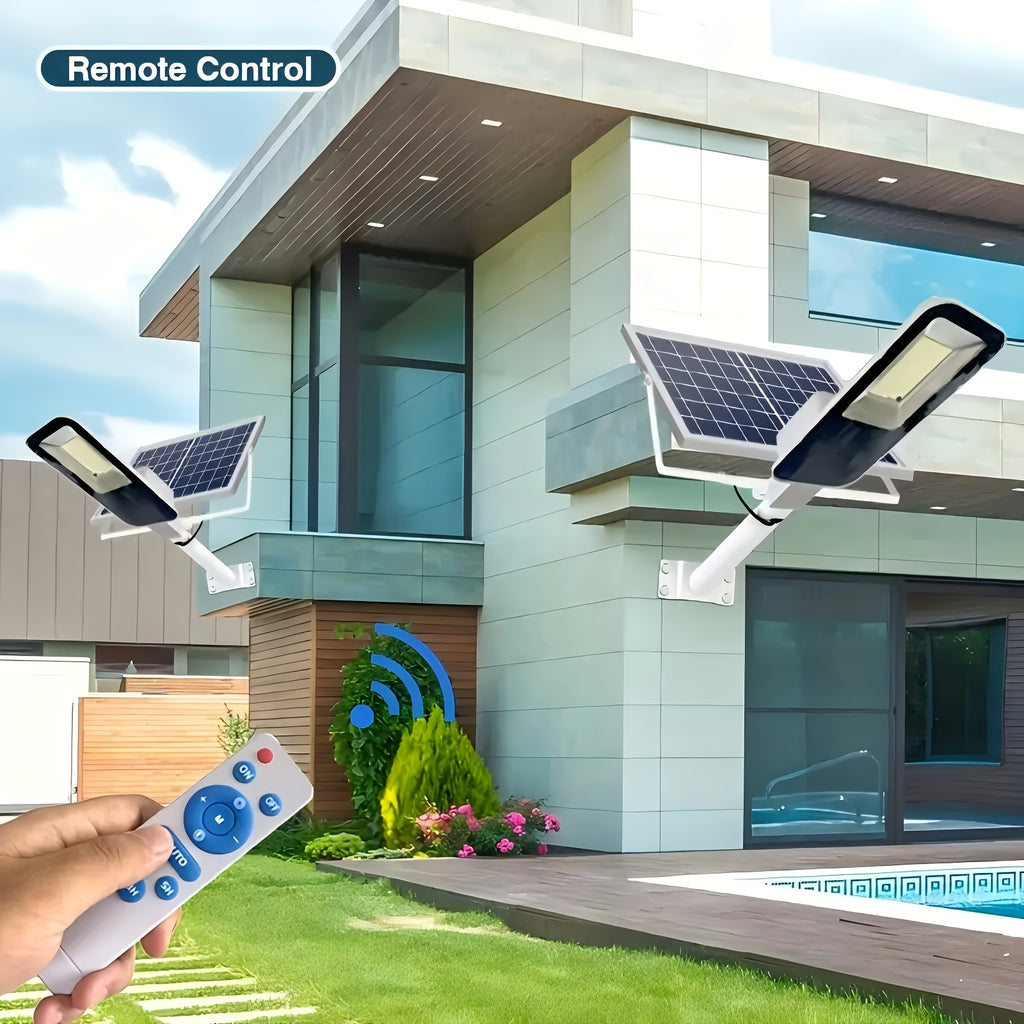 1/2 Pack 6000mAh Powerful Solar Street Light with Remote Control, with LED Lens Beads 6500K Split-Type Solar Wall Light, Easy to Install Wall Mount Kit, Perfect for Garden Courtyard, Garage and Commercial Lighting Street Light