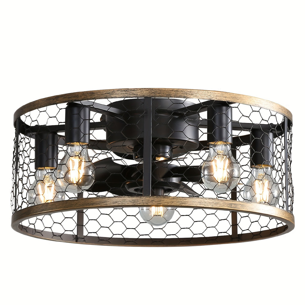 Sofucor 20 Inch 7-Blade Caged Ceiling Fan with Remote Control & Light Kit Set
