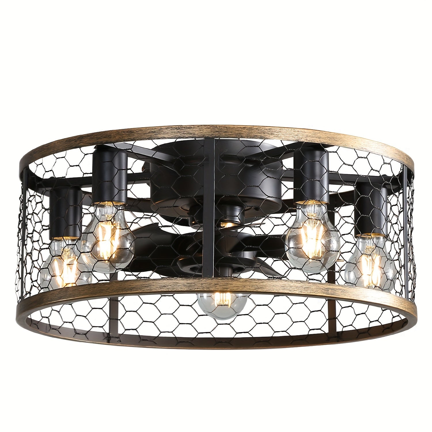 Sofucor 20 Inch 7-Blade Caged Ceiling Fan with Remote Control & Light Kit Set