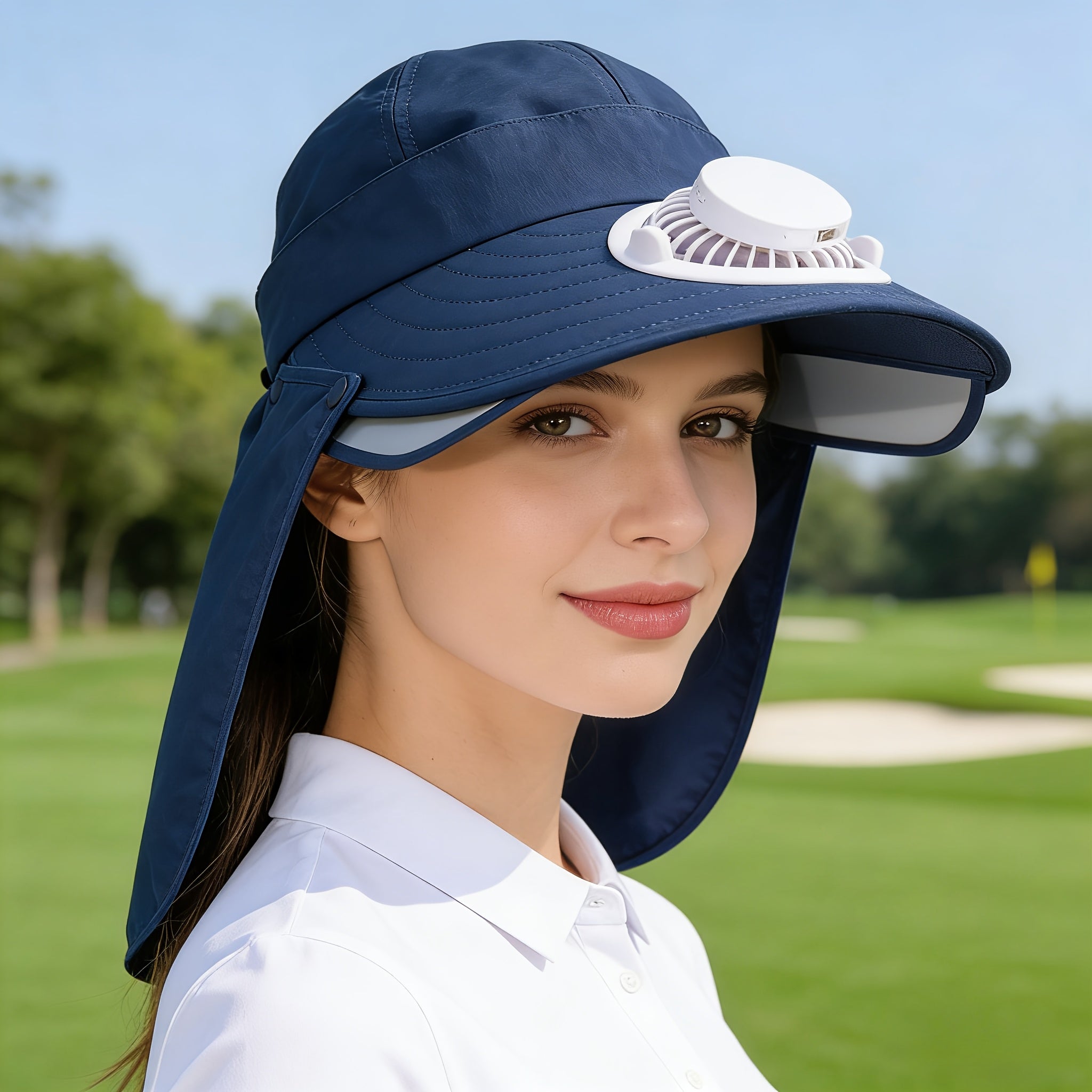 Women's Exclusive Solar + USB Dual Charging Top Fan Hat | Built-in Battery, Long Lasting Battery Life, Stylish Shape, Essential for Outdoor Travel, Tennis and Hiking